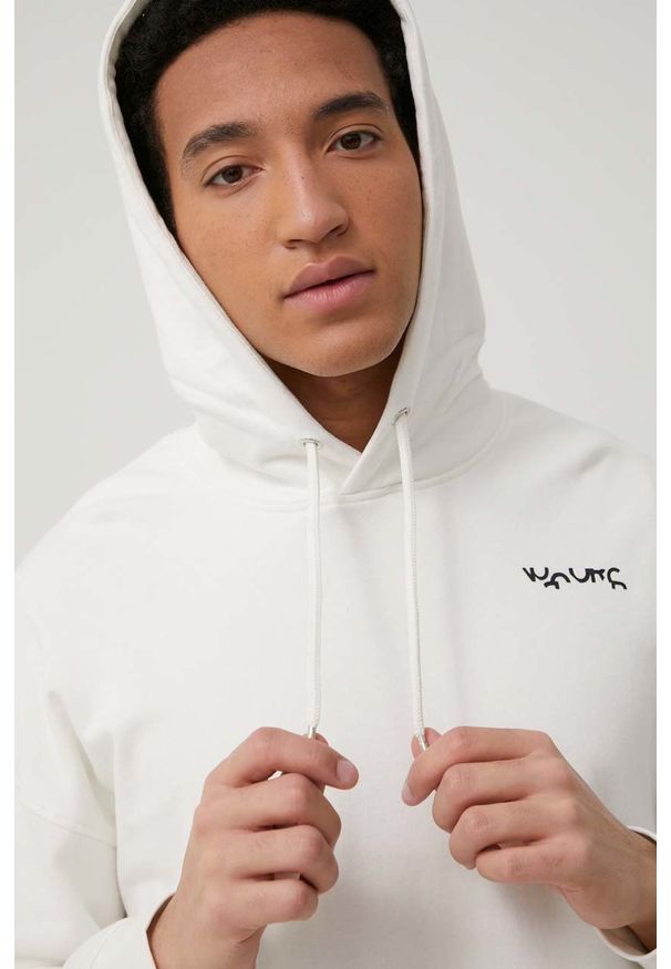 Only & Sons bluza bawełniana męska kolor biały z kapturem z nadrukiem. Typ kołnierza: kaptur. Kolor: biały. Materiał: bawełna. Wzór: nadruk