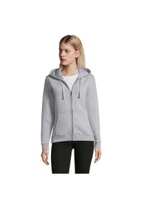 SOL'S - Damska Bluza Z Kapturem Spike Heather Z Pełnym Zamkiem Błyskawicznym. Typ kołnierza: kaptur. Kolor: szary. Materiał: polar. Sport: turystyka piesza #1