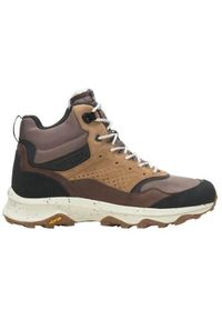 Buty trekkingowe męskie Merrell Speed Solo Mid Wp. Wysokość cholewki: za kostkę. Kolor: brązowy. Materiał: skóra. Szerokość cholewki: normalna. Sport: turystyka piesza