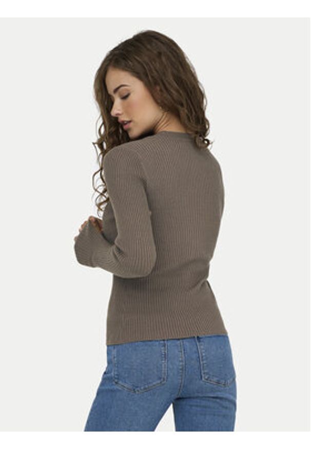only - ONLY Sweter Louisa 15344579 Brązowy Slim Fit. Kolor: brązowy. Materiał: syntetyk