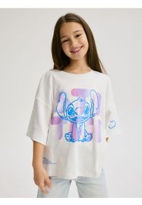 Reserved - T-shirt Lilo i Stitch - złamana biel. Materiał: bawełna