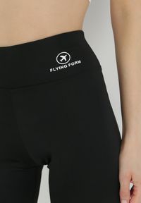 Born2be - Czarne Legginsy z Gumką w Talii i Regularnym Stanem Vonne. Kolor: czarny. Długość: długie #4
