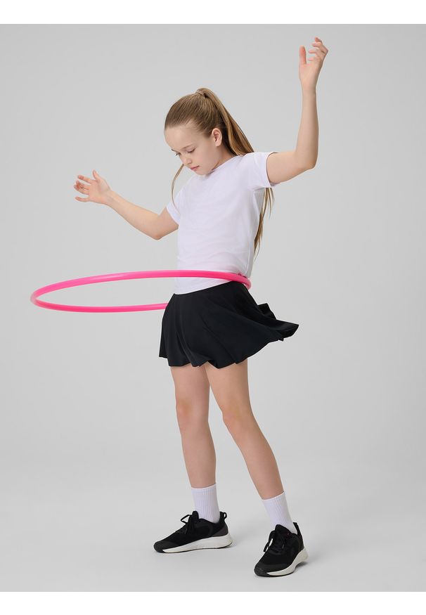 4f - 4F Koszulka sportowa szybkoschnąca dziewczęca - biała 146/152 (10-12 lat). Kolor: biały. Materiał: materiał. Długość rękawa: raglanowy rękaw. Sezon: lato. Styl: sportowy