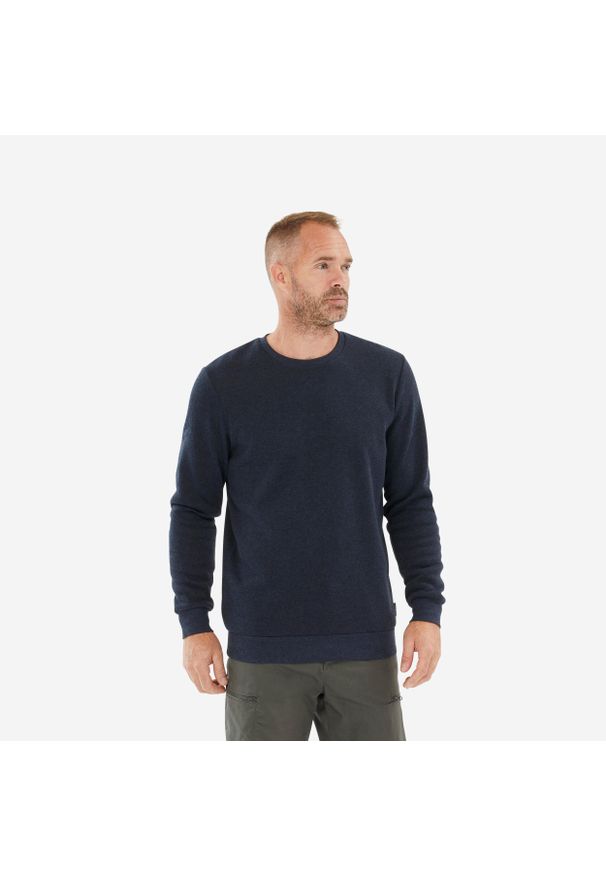 quechua - Sweter turystyczny męski Quechua NH150. Kolor: niebieski. Materiał: polar, tkanina, elastan, dzianina, prążkowany, materiał, poliester