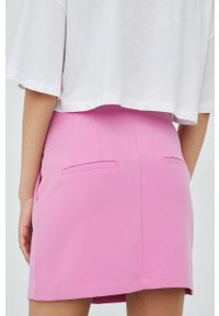 only - Only spódnica kolor fioletowy mini prosta. Okazja: na co dzień. Stan: podwyższony. Kolor: fioletowy. Materiał: tkanina. Wzór: gładki. Styl: casual #4
