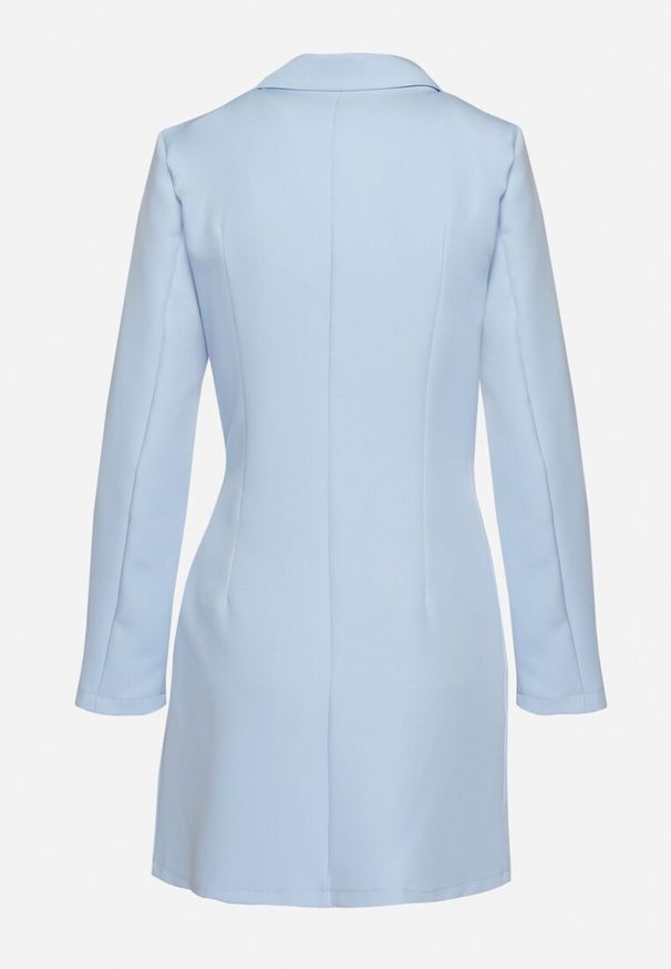 Born2be - Niebieska Sukienka Ionitheme. Okazja: do pracy, na spotkanie biznesowe. Typ kołnierza: dekolt w serek. Kolor: niebieski. Styl: biznesowy, klasyczny, elegancki