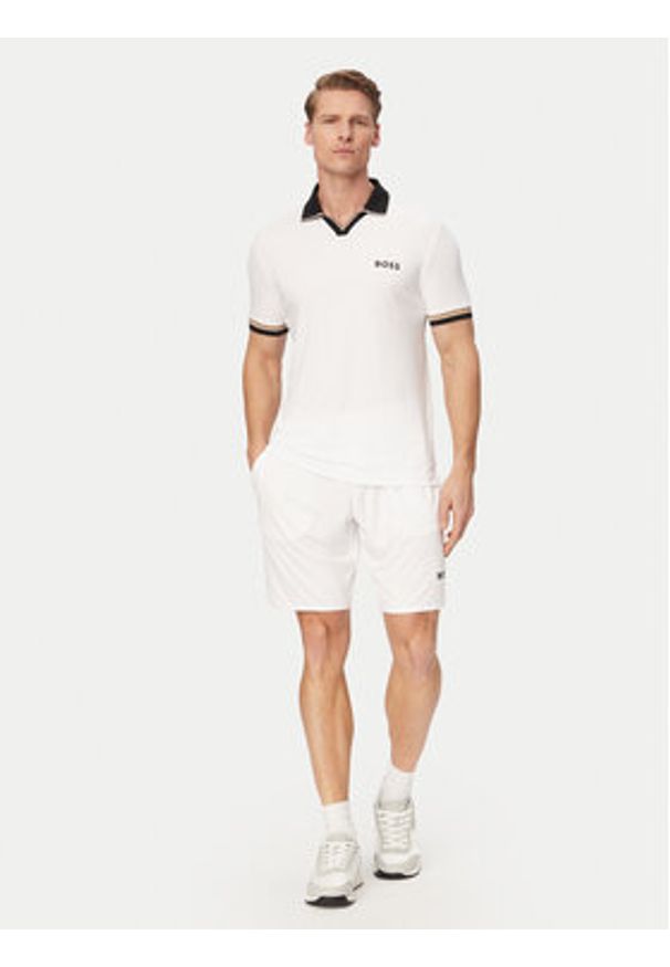 BOSS Polo Serve 2 50559200 Biały Slim Fit. Typ kołnierza: polo. Kolor: biały. Materiał: syntetyk