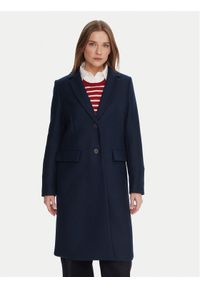 TOMMY HILFIGER - Tommy Hilfiger Płaszcz wełniany WW0WW46547 Granatowy Regular Fit. Kolor: niebieski. Materiał: wełna