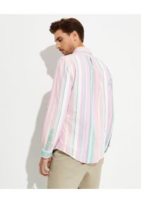 Ralph Lauren - RALPH LAUREN - Koszula w paski Slim Fit. Typ kołnierza: polo. Kolor: różowy, wielokolorowy, fioletowy. Materiał: tkanina. Wzór: paski #5