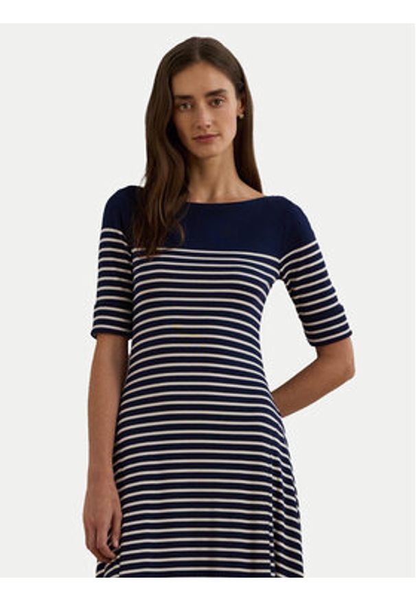 Lauren Ralph Lauren - LAUREN RALPH LAUREN Sukienka codzienna 250957728002 Granatowy Regular Fit. Okazja: na co dzień. Kolor: niebieski. Materiał: bawełna. Typ sukienki: proste. Styl: casual