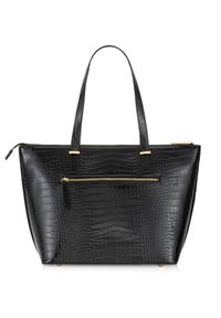 Ochnik - Elegancka torebka shopper damska. Kolor: czarny. Materiał: skórzane. Styl: elegancki #5