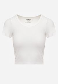 Born2be - Biały Gładki T-shirt o Krótszym Kroju Errora. Okazja: na co dzień. Kolor: biały. Materiał: materiał, jeans. Długość: krótkie. Wzór: gładki. Styl: casual #8