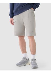 4f - 4F Spodenki casual męskie - szare 3XL. Kolor: szary. Materiał: materiał, syntetyk, elastan. Długość: krótkie. Wzór: jednolity