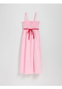 Reserved - Sukienka z kokardą - fuksja. Typ kołnierza: kokarda. Kolor: różowy. Materiał: bawełna #1