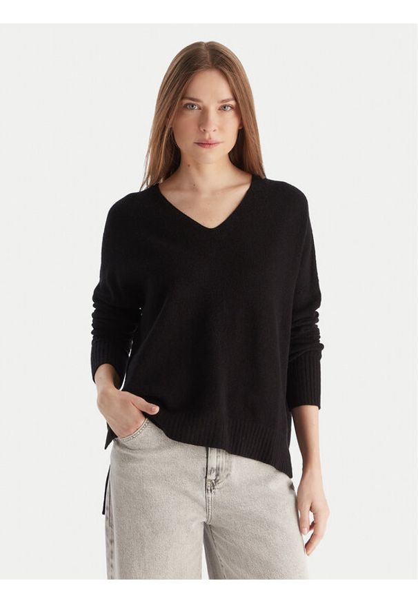 Kontatto Sweter 3M0842C Czarny Relaxed Fit. Kolor: czarny. Materiał: syntetyk