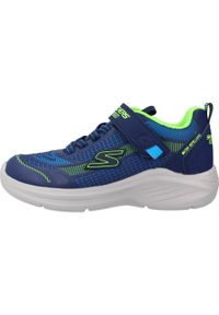 skechers - Buty do chodzenia dla dzieci Skechers Hyper Blitz. Okazja: na co dzień. Zapięcie: rzepy. Kolor: niebieski. Materiał: syntetyk, materiał. Szerokość cholewki: normalna. Model: Skechers Sport. Sport: turystyka piesza