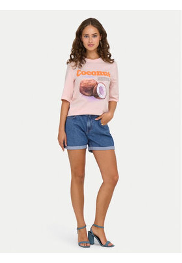 only - ONLY T-Shirt Phoebe 15351369 Różowy Regular Fit. Kolor: różowy. Materiał: bawełna