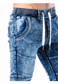 Ombre Clothing - Spodnie męskie jeansowe joggery P551 - jasnoniebieskie - M. Kolor: niebieski. Materiał: jeans. Wzór: nadruk, gładki #3