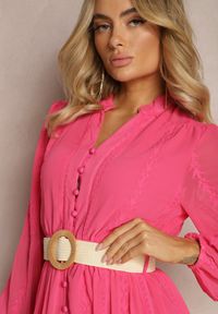 Renee - Fuksjowa Sukienka Merrinni. Kolor: różowy. Materiał: tkanina. Wzór: haft. Styl: boho, klasyczny #5