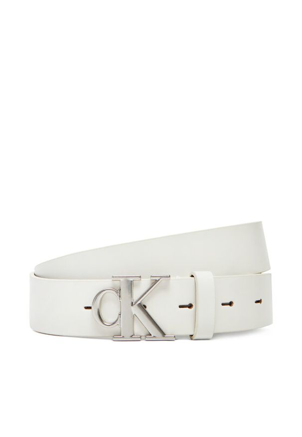 Calvin Klein Jeans Pasek Damski LV04K7018G Biały. Kolor: biały. Materiał: skóra