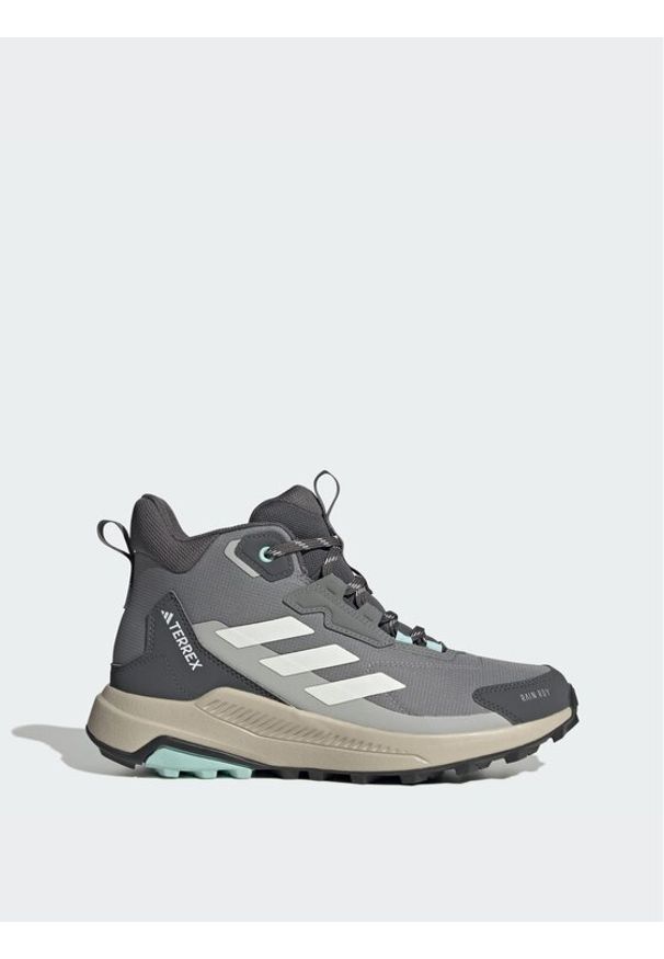 Adidas - adidas Trekkingi Terrex Anylander Mid Rain.Rdy Hiking Shoes JR6600 Szary. Kolor: szary. Materiał: materiał