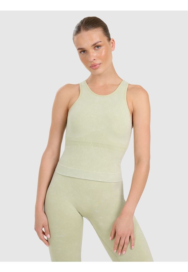 4f - 4F Top do jogi i pilatesu slim szybkoschnący damski - zielony M/L. Kolor: zielony. Materiał: guma, włókno, elastan, materiał. Sport: joga i pilates