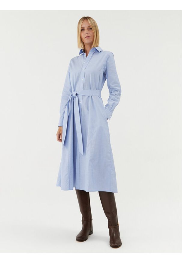 Polo Ralph Lauren Sukienka koszulowa 211910817001 Niebieski Regular Fit. Typ kołnierza: polo. Kolor: niebieski. Materiał: bawełna. Typ sukienki: koszulowe