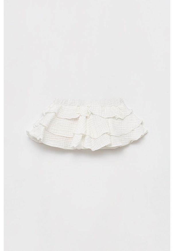 Jamiks spódnica dziecięca kolor biały mini rozkloszowana. Kolor: biały. Materiał: tkanina, bawełna. Wzór: gładki