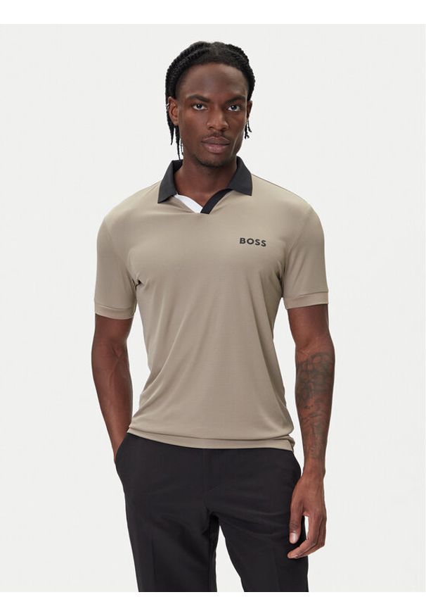 BOSS Polo Palle 50543348 Beżowy Slim Fit. Typ kołnierza: polo. Kolor: beżowy. Materiał: syntetyk