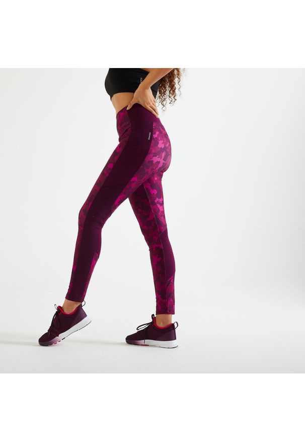 DOMYOS - Legginsy fitness damskie Domyos. Stan: podwyższony. Materiał: poliester, materiał, elastan. Sport: fitness