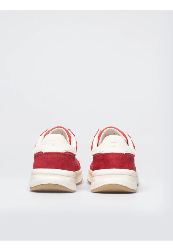 Big-Star - Sneakersy damskie ze skórzanymi wstawkami czerwone TT274158 603. Nosek buta: okrągły. Zapięcie: sznurówki. Kolor: czerwony. Materiał: skóra. Wzór: aplikacja