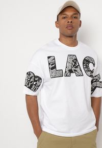 Born2be - Biała Bawełniana Koszulka T-shirt z Ozdobnym Nadrukiem Sanestia. Okazja: na co dzień. Kolor: biały. Materiał: bawełna. Wzór: nadruk. Styl: klasyczny, casual, elegancki #3