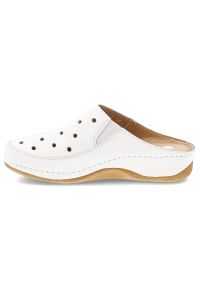 Białe Klapki Armodo Wygodne Obuwie Damskie. Okazja: na spacer. Kolor: biały. Materiał: skóra. Styl: klasyczny, elegancki #5