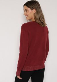 Born2be - Bordowy Sweter z Guzikami z Boku Tusiana. Okazja: na co dzień. Kolor: czerwony. Materiał: jeans. Styl: casual, klasyczny #6