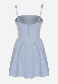 Born2be - Jasnoniebieska Gorsetowa Sukienka z Rozkloszowanym Dołem Lealetia. Typ kołnierza: dekolt gorset. Kolor: niebieski. Długość rękawa: na ramiączkach. Typ sukienki: gorsetowe #3