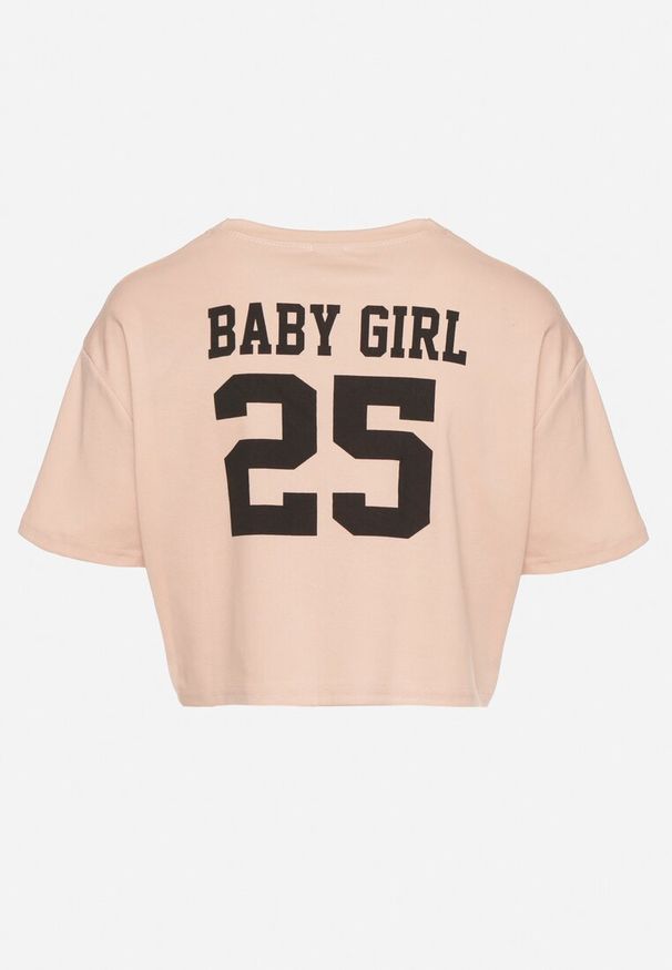Born2be - Ciemnoróżowy Bawełniany T-shirt Oversize o Krótkim Kroju Zariona. Okazja: na co dzień. Kolor: różowy. Materiał: bawełna. Długość: krótkie. Wzór: aplikacja. Styl: klasyczny, elegancki, casual