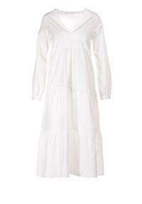 Born2be - Biała Sukienka Fyreless. Kolor: biały. Materiał: tkanina. Wzór: gładki. Styl: klasyczny. Długość: midi