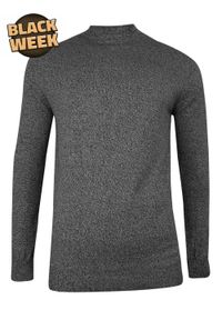 Półgolf Popielaty Melanżowy, Bawełniany, Prosty Krój, Klasyczny, Męski -Brave Soul. Kolor: szary. Materiał: bawełna. Wzór: melanż. Sezon: zima, jesień. Styl: klasyczny #1