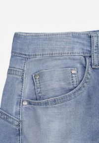 Renee - Niebieskie Jeansowe Szorty High Waist z Bawełną Wykończone Guzikami Nelithra. Okazja: na spacer, na co dzień, na plażę. Stan: podwyższony. Kolor: niebieski. Materiał: jeans, bawełna. Sezon: lato. Styl: elegancki, casual #7