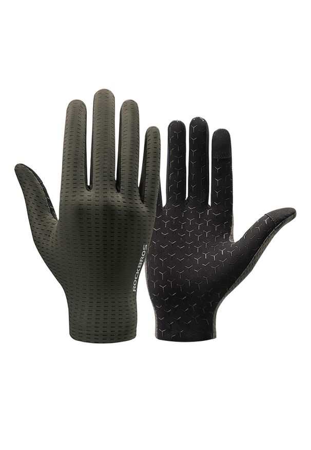 ROCKBROS - Rękawiczki rowerowe Rockbros oddychające, pełne. Kolor: zielony. Materiał: materiał. Sport: kolarstwo