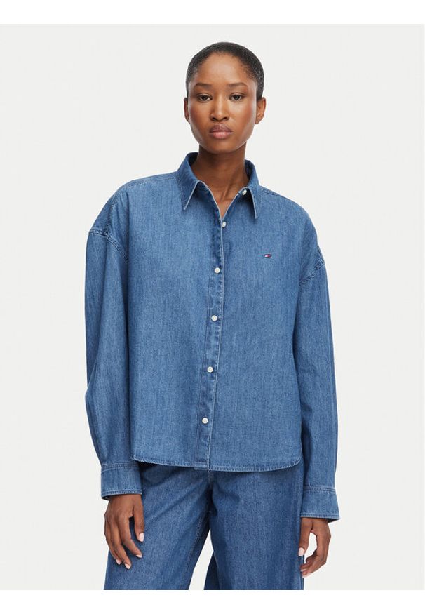 TOMMY HILFIGER - Tommy Hilfiger Koszula jeansowa WW0WW50528 Niebieski Boxy Fit. Kolor: niebieski. Materiał: bawełna