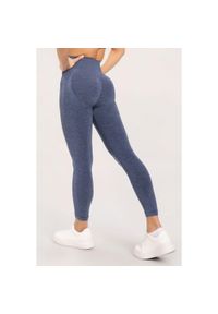 GYM GLAMOUR - Legginsy fitness damskie Gym Glamour seamless push up. Kolor: niebieski. Sport: fitness