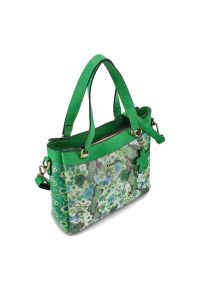 Torebka damska Laura Vita, z materiału syntetycznego z ozdobnym wzorem kwiatowym krótkie uchwyty do noszenia w dłoni regulowany pasek na ramię dekora. Kolor: zielony. Wzór: kwiaty. Styl: casual. Rodzaj torebki: na ramię #3