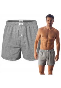 Męskie Bokserki Luźne, Majtki z Rozporkiem na Guzik - Pako Jeans - Drobny Wzór. Materiał: bawełna, poliester #4
