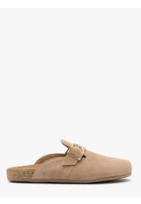Ryłko - Piaskowe mule damskie. Kolor: beżowy. Materiał: skóra, welur. Styl: street #1