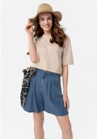 Volcano - Szorty z lyocellu E-TESSA. Okazja: do domu. Stan: podwyższony. Materiał: denim, skóra, materiał, jeans. Długość: krótkie. Wzór: gładki. Sezon: lato. Styl: elegancki #1