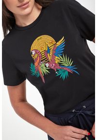 Liu Jo - T-shirt damski z nadrukiem i cyrkoniami LIU JO. Wzór: nadruk #4