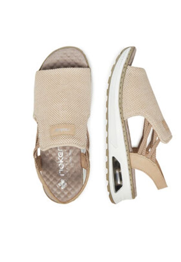 Rieker Sandały 65661-60 Beżowy. Kolor: beżowy. Materiał: materiał