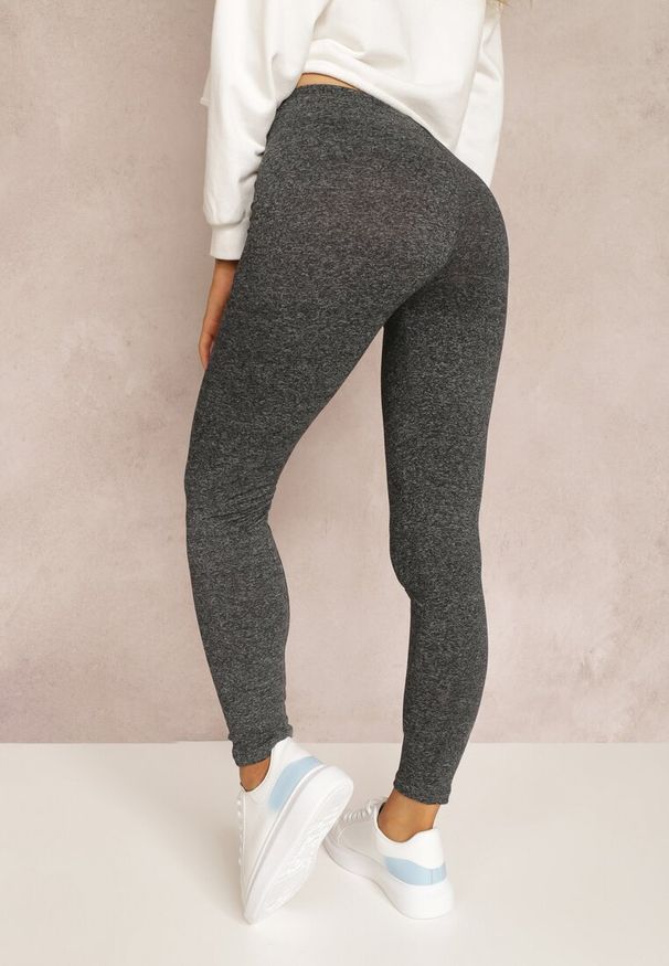 Renee - Ciemnoszare Legginsy Metione. Okazja: na co dzień. Kolor: szary. Długość: długie. Styl: casual
