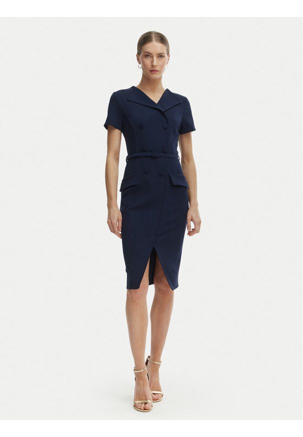 Rinascimento Sukienka koktajlowa CFC0127893003 Granatowy Slim Fit. Kolor: niebieski. Materiał: syntetyk. Styl: wizytowy